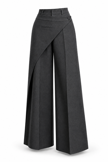 Charcoal Draped Wrap Trousers - image 1