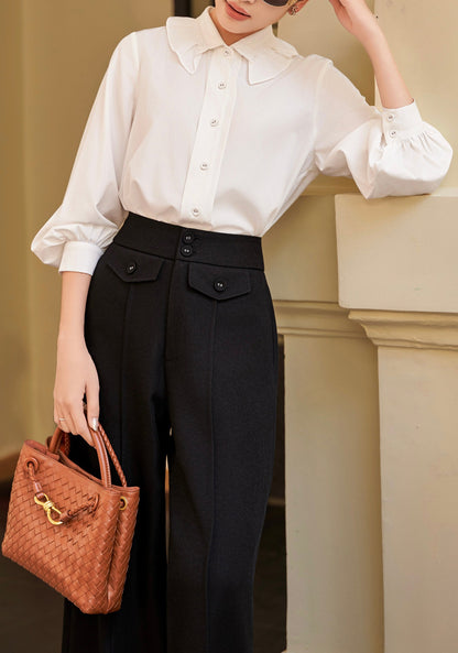 Champagne Lace-Collar Tailored Blouse - image 4