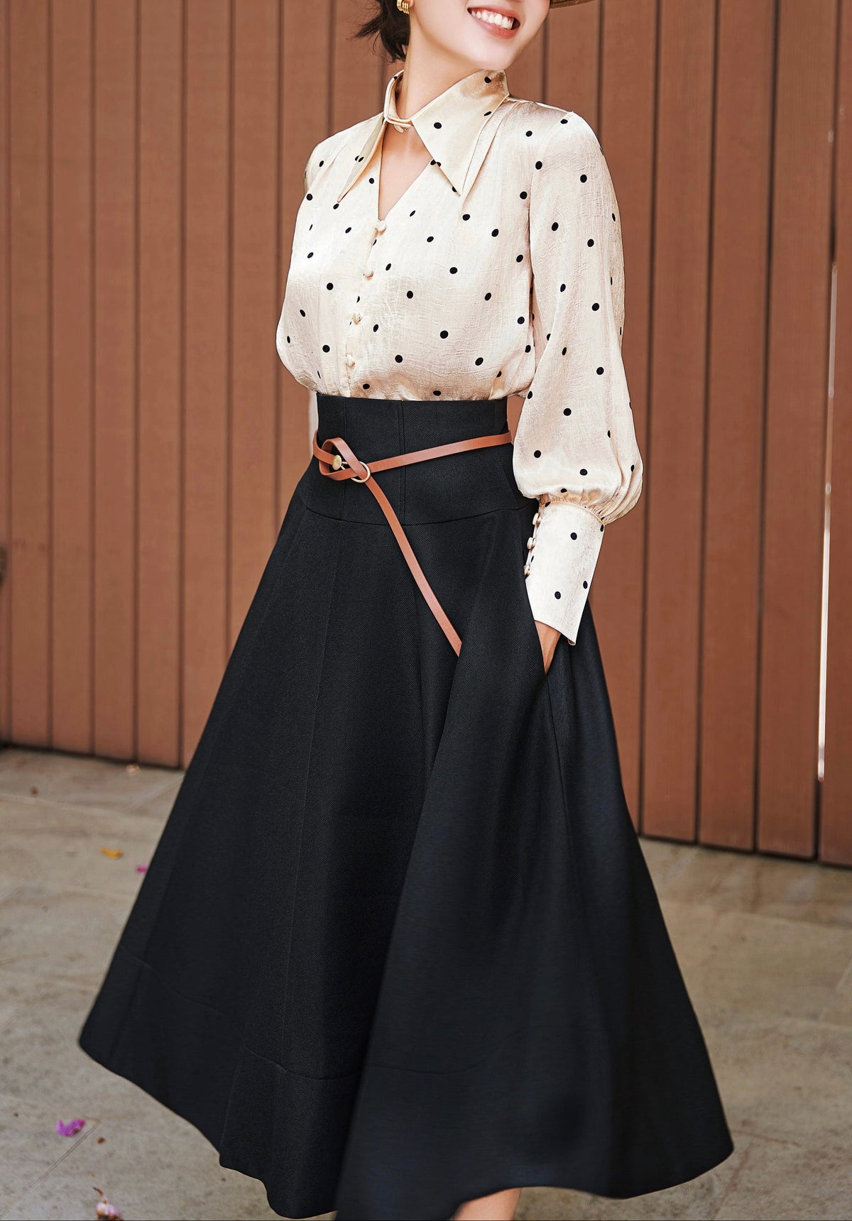 Champagne Noir Dot Blouse - image 4