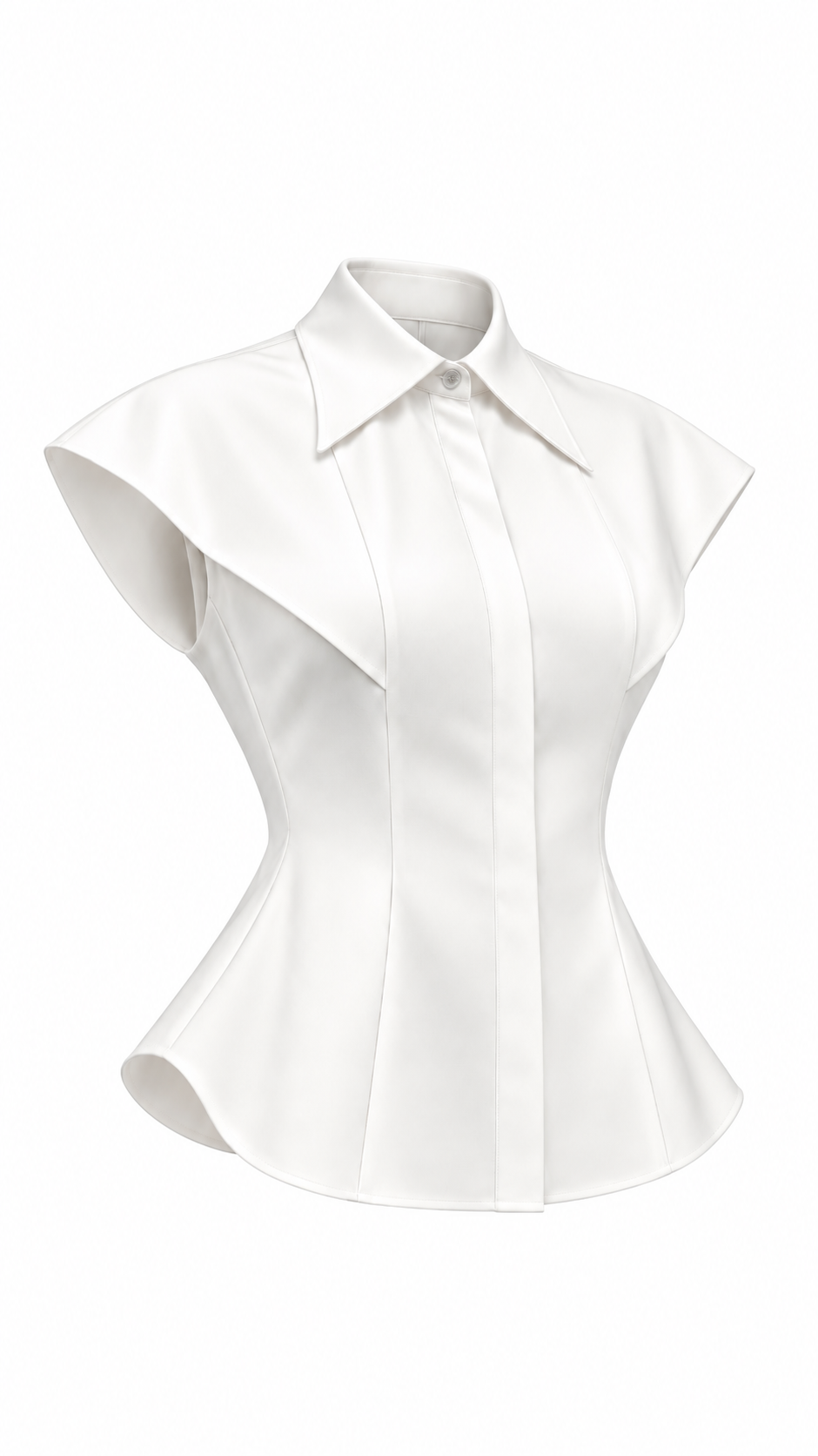 Ivory Sculpted Cape Collar Blouse - image 1