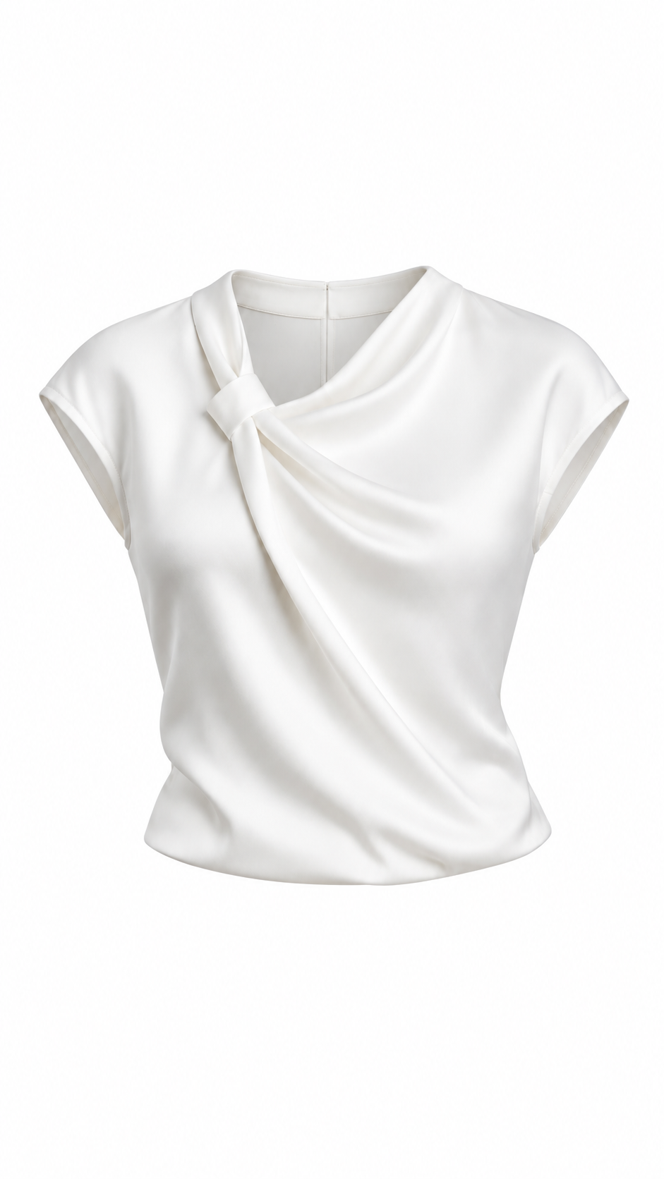 Ivory Draped Knot Satin Top - image 1