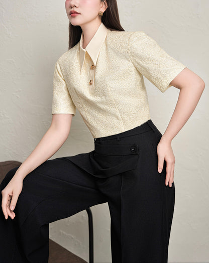 Ivory Floral Lace Collared Top - image 7