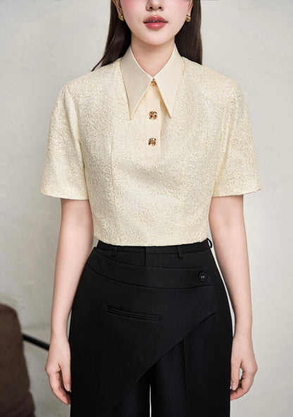 Ivory Floral Lace Collared Top - image 10